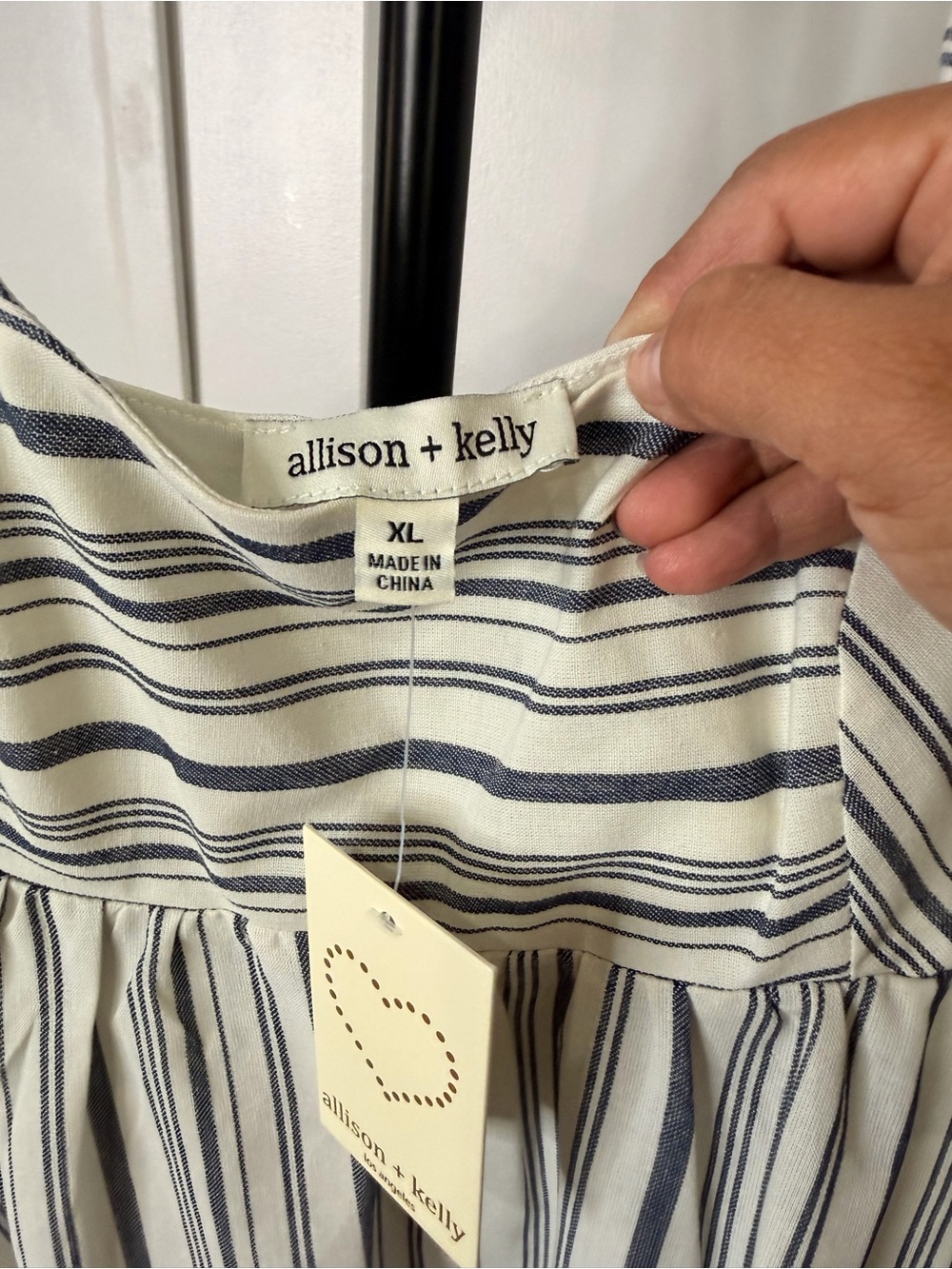 Striped Mini Dress with Statement Bow in Navy and White - Picture 4 of 6